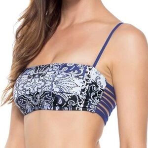 Becca By Rebecca Virtue Blue Americana Bandeau Bikini Top